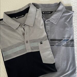 Bundle of 2 Travis Mathew Black and Gray Polo Shirts sz L